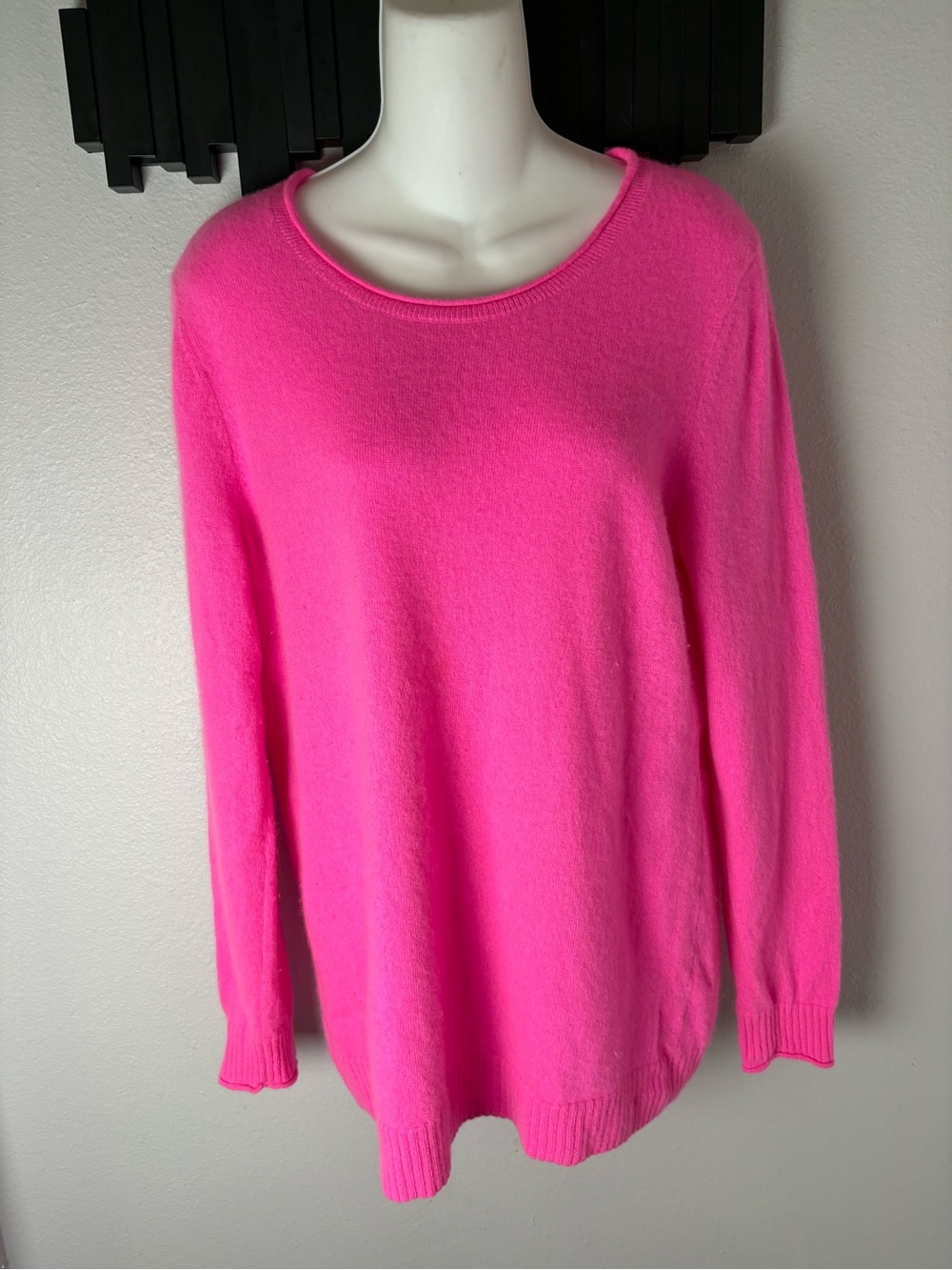 Talbots Plus Size 1X Hot Pink Cashmere Scoop Neck Womens Sweater Barbie